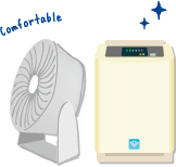 サーキュレーターと加湿器のイメージイラスト