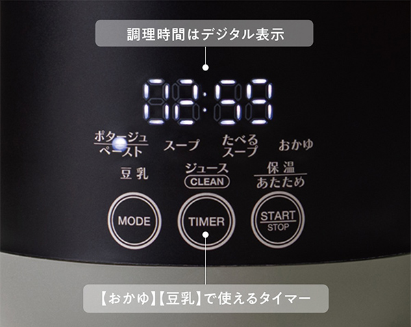 調理時間はデジタル表示