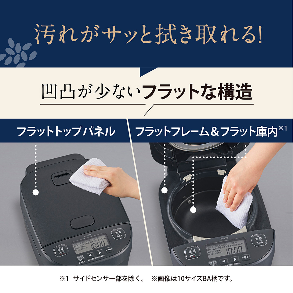 汚れがサッと拭き取れる！凹凸が少ないフラットな構造