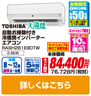 東芝 自動お掃除付き 冷暖房インバーターエアコン