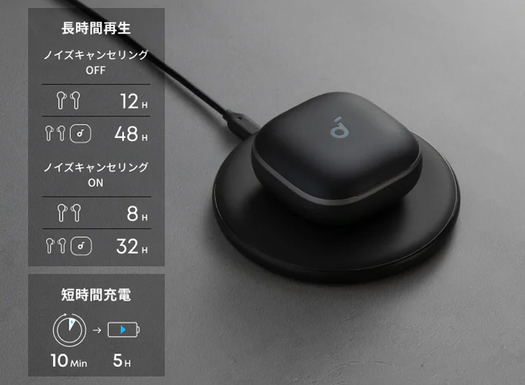 長時間再生、短時間充電