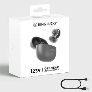 KINGLUCKY オープンイヤー型(空気伝導)完全ワイヤレスイヤホン i239 ブラック I239BK-イメージ7