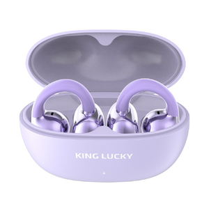 KINGLUCKY オープンイヤー型(空気伝導)完全ワイヤレスイヤホン i239 パープル I239PR-イメージ2