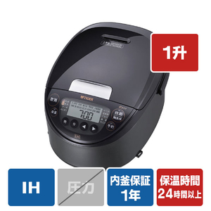 タイガー IH炊飯ジャー(1升炊き) e angle select ブラック JPW-18E5K-イメージ1