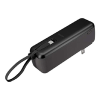 ラスタバナナ PD20W対応 TYPE-C1ポート TYPE-C直付ACモバイルバッテリー 5000MAH 10CM CALON チャコールグレー RLI050AC20W01CGRY