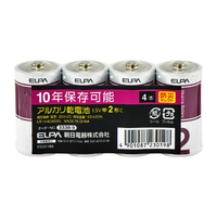 エルパ 単2形アルカリ乾電池4本入り 防災セレクト LR14-AD4SBS