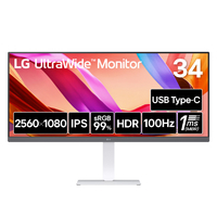 LGエレクトロニクス 34型 LG UltraWide Monitor /2560×1080(フラット型)/100Hz/IPS/sRGB 99% /DisplayHDR 400/アンチグレア/HDMI/DisplayPort/USB Type-C/スイベル/高さ調整/7W+7W スピーカー 34U530A-W