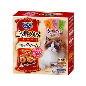ユニ・チャーム 銀のスプーン 三ツ星グルメ お魚味クリーム お魚・鶏ささみレシピ 3種のアソート 180g FC34942-イメージ1