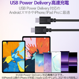 エレコム USB2．0ケーブル(C-C、PD対応) 1．0m ブラック MPA-CC10PNBK-イメージ3