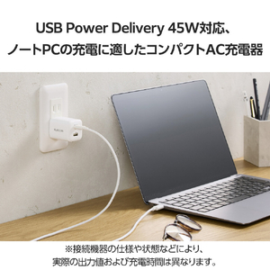 エレコム USB Power Delivery 45W AC充電器(C×1+A×1) ホワイト MPA-AC11045WH-イメージ3