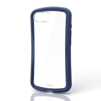 エレコム iPhone 17e/16e用 Grippy ハイブリッドケース フレームカラー メタルステッカー付 ネイビー PM-A26SGRPFCNV