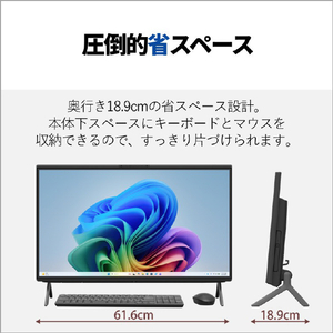 富士通 27．0型WQHD/Ryzen AI 7/Radeon 860M/メモリ32GB/約1TB SSD/WiFi 6E FMV Desktop F ブラック FMVF77L1BA-イメージ11