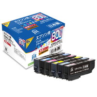 JIT リサイクルインクカートリッジ 6色パック(BK/C/M/Y/LC/LM) JIT-AE80L6P