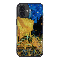 ikins iPhone 16 Plus用天然貝ケース ゴッホ 名画シリーズ 夜のカフェテラス I27079I16PL