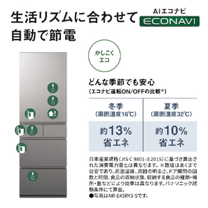 パナソニック 【右開き】450L 5ドア 冷凍冷蔵庫 マットライトベージュ NR-E45RY3-C-イメージ12