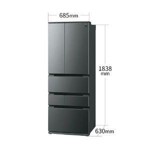 SHARP 【フレンチドア】505L 冷蔵庫 FiT63cmシリーズ冷蔵庫 ダスクダークメタル SJ-MF51R-H-イメージ2