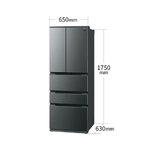 SHARP 【フレンチドア】429L 冷蔵庫 FiT63cmシリーズ冷蔵庫 ダスクダークメタル SJ-MF43R-H-イメージ2