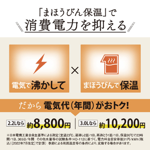 象印 VE電気ポット(2．2L) 優湯生 ホワイト CV-TF22-WA-イメージ3