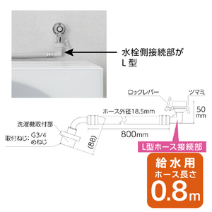 SANEI 給水ホース（L字） 給水ホース,ウルトラファインバブル PT1706-1X-08-イメージ3