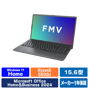 富士通 15．6型フルHD/Ryzen5/Radeonグラフィックス/メモリ8GB/約256GB SSD/DVD/WiFi 6E FMV Note A ブライトブラック FMVA530KBA-イメージ1