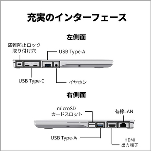 富士通 14型WUXGA/Core Ultra 7 155H/Arcグラフィックス/メモリ16GB/約512GB SSD/WiFi 7 e angle select FMV Note U シルバーホワイト FMVU77K3W5-イメージ6