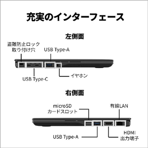 富士通 14型WUXGA/SnapdragonX/Qualcomm Adreno GPU/メモリ16GB/約512GB SSD/WiFi 7 FMV Note U ピクトブラック FMVUQSL1BA-イメージ5