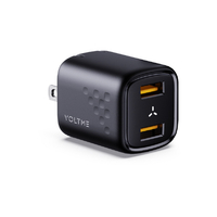 VOLTME USB AC充電器 Revo 12 Duo 2．4A USB-A×2ポート 折りたたみ式プラグ ブラック V2077