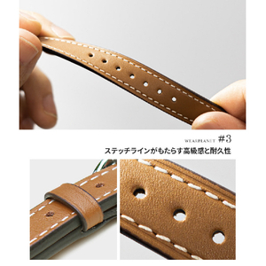 WEARPLANET Apple Watch 49/46/45/44/42mm用Slim Line クラシック本革バンド レースホワイト WP23142AW-イメージ9