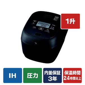 象印 圧力IH炊飯ジャー極め炊き(1升) e angle select ブラック NW-BH18E5-BA-イメージ1