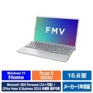 富士通 15．6型フルHD/Ryzen5/Radeonグラフィックス/メモリ16GB/約256GB SSD/DVD/WiFi 6E FMV Note A ファインシルバー FMVA500L1S-イメージ1