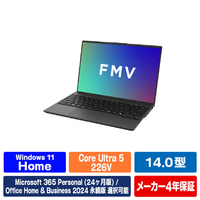 富士通 14型WUXGA/Core Ultra 5 226V/Arcグラフィックス 130V/メモリ16GB/約512GB SSD/WiFi 7 e angle select FMV Note U ピクトブラック FMVU59L1B6