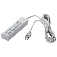 BUFFALO 2ピン式電源タップ 雷サージ防止/個別スイッチ付(4個口・2m) ホワイト BSTAPSW2420WH