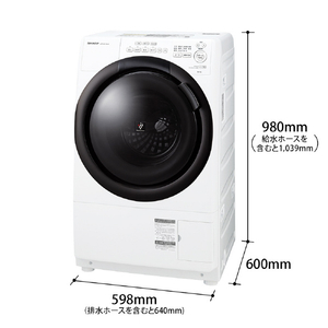 SHARP 【左開き】7kgドラム式洗濯乾燥機 ホワイト系・左開き ES-7S2-WL-イメージ2