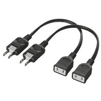 BUFFALO 電源延長ケーブル(1個口・0．2m) 2本セット ブラック BSTAPEX02BKX2
