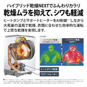 SHARP 【左開き】12kgドラム式洗濯乾燥機 マットホワイト ES-12X1-WL-イメージ5