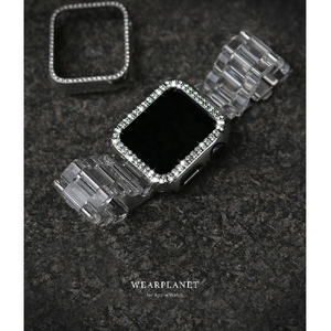 WEARPLANET Apple Watch 44mm用ラインストーンハードケース de luxe シルバー WP23221AWSV-イメージ10