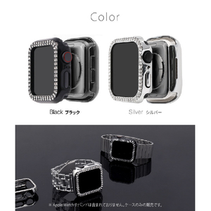 WEARPLANET Apple Watch 44mm用ラインストーンハードケース de luxe シルバー WP23221AWSV-イメージ12