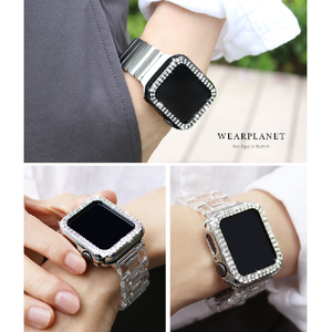 WEARPLANET Apple Watch 44mm用ラインストーンハードケース de luxe シルバー WP23221AWSV-イメージ7