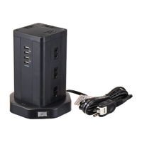 エルパ タワー型タップ AC12個口 USB4ポート 2m WBS-TW1204USB(BK)