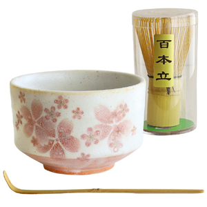 アペックスハート 抹茶椀セット 舞桜 茶楽JAPANシリーズ MW1849ﾏﾂﾁﾔｾﾂﾄﾏｲｻﾞｸﾗ-イメージ1