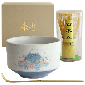 アペックスハート 抹茶椀セット 桜富士 茶楽JAPANシリーズ MW1850ﾏﾂﾁﾔｾﾂﾄｻｸﾗﾌｼﾞ-イメージ2