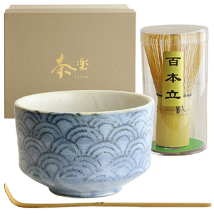 アペックスハート 抹茶椀セット 青海波 茶楽JAPANシリーズ MW1851ﾏﾂﾁﾔｾﾂﾄｾｲｶｲﾊ-イメージ2