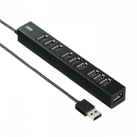 サンワサプライ USB2．0ハブ(10ポート) ブラック USB-2H1001BKN