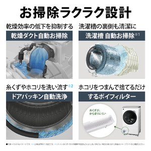 SHARP 【左開き】12kgドラム式洗濯乾燥機 マットホワイト ES-12P1-WL-イメージ11