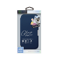 PGA iPhone 17 Pro用ガラスフリップ サフィアーノ調ネイビー PG-25BGF03NV