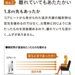 コロナ 遠赤外線電機暖房機 コアヒート ホワイト DH-1226R(W)-イメージ6