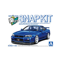 アオシマ 1/32 ニッサン R34スカイラインGT-R カスタムホイール(ベイサイドブルー) Aﾗｸﾌﾟﾗ12CUBBR34GTRCBﾌﾞﾙ-