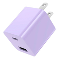 藤本電業 PD20W対応カラフルACアダプタ(Type-C1ポート/USB1ポート) ラベンダー CA-08LV