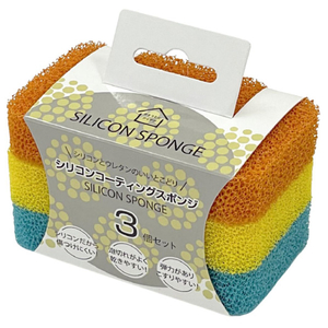 トレードワン シリコンコーティングスポンジ3個セット 30890ｼﾘｺﾝｺ-ﾃｲﾝｸﾞｽﾎﾟﾝｼﾞ3P-イメージ1