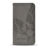 エム・ディー・シー iPhone 16 Pro用手帳ケース AVIREX スタンプロゴスエード/グレー MD-75556-3
